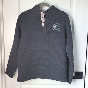 Champion Michigan State MSU Spartans Gray Quilted Pullover Jacket - Small